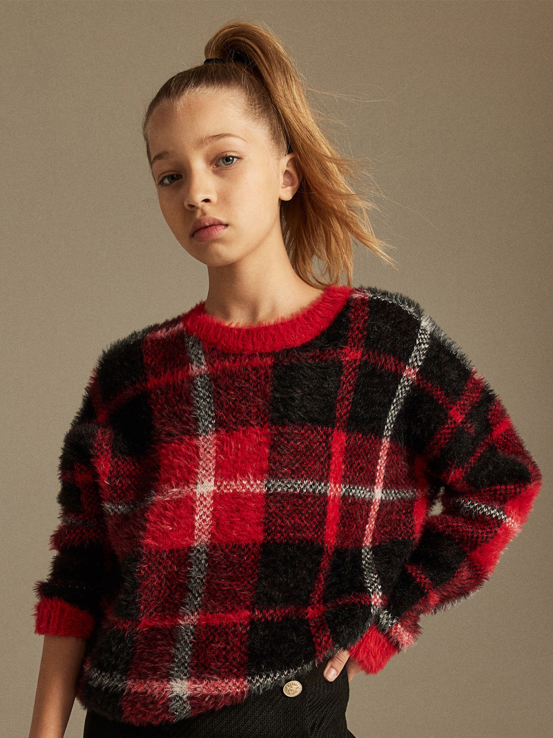 

H&M Girls Fluffy Jumper, Red