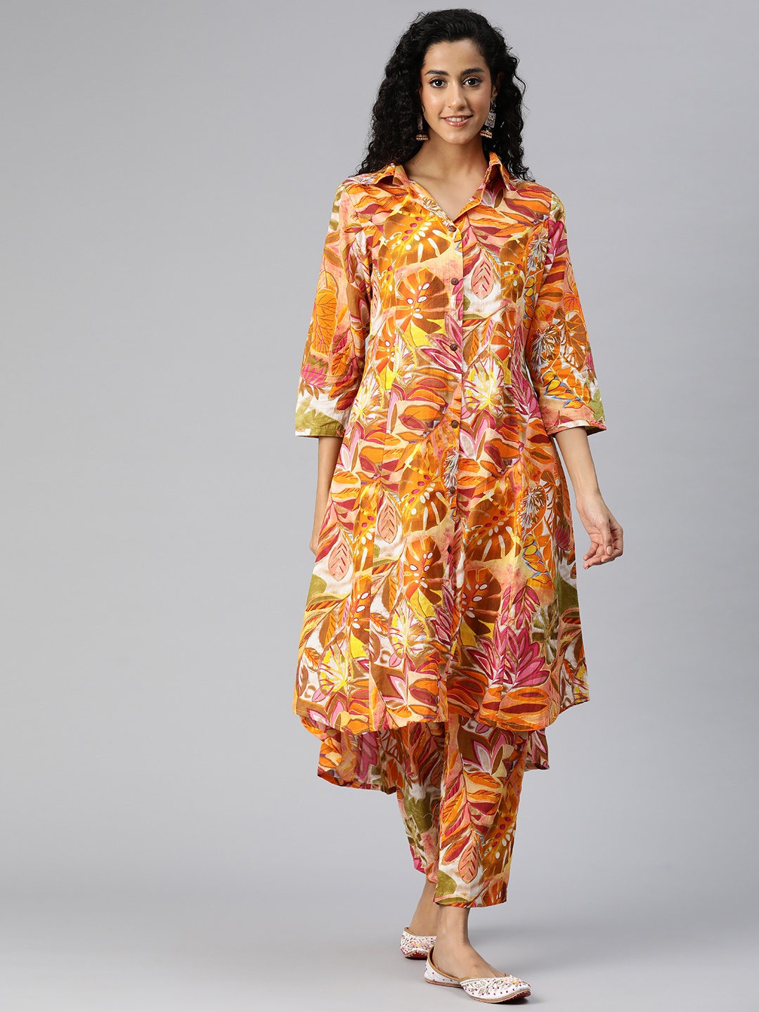 

Readiprint Fashions Floral Printed Pure Cotton Co-Ords, Orange