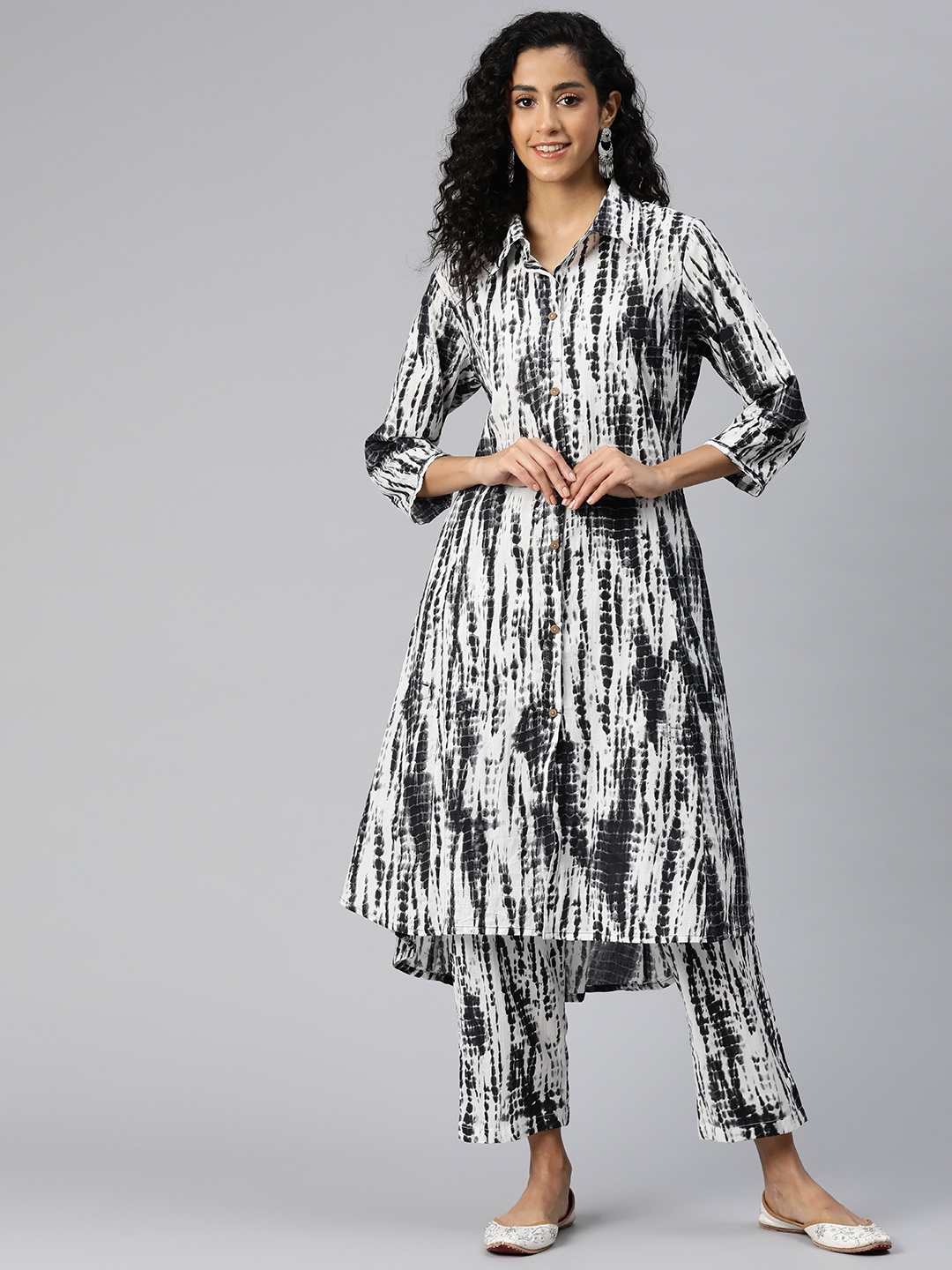 

Readiprint Fashions Women Printed Pure Cotton Tunic with Palazzos, Black