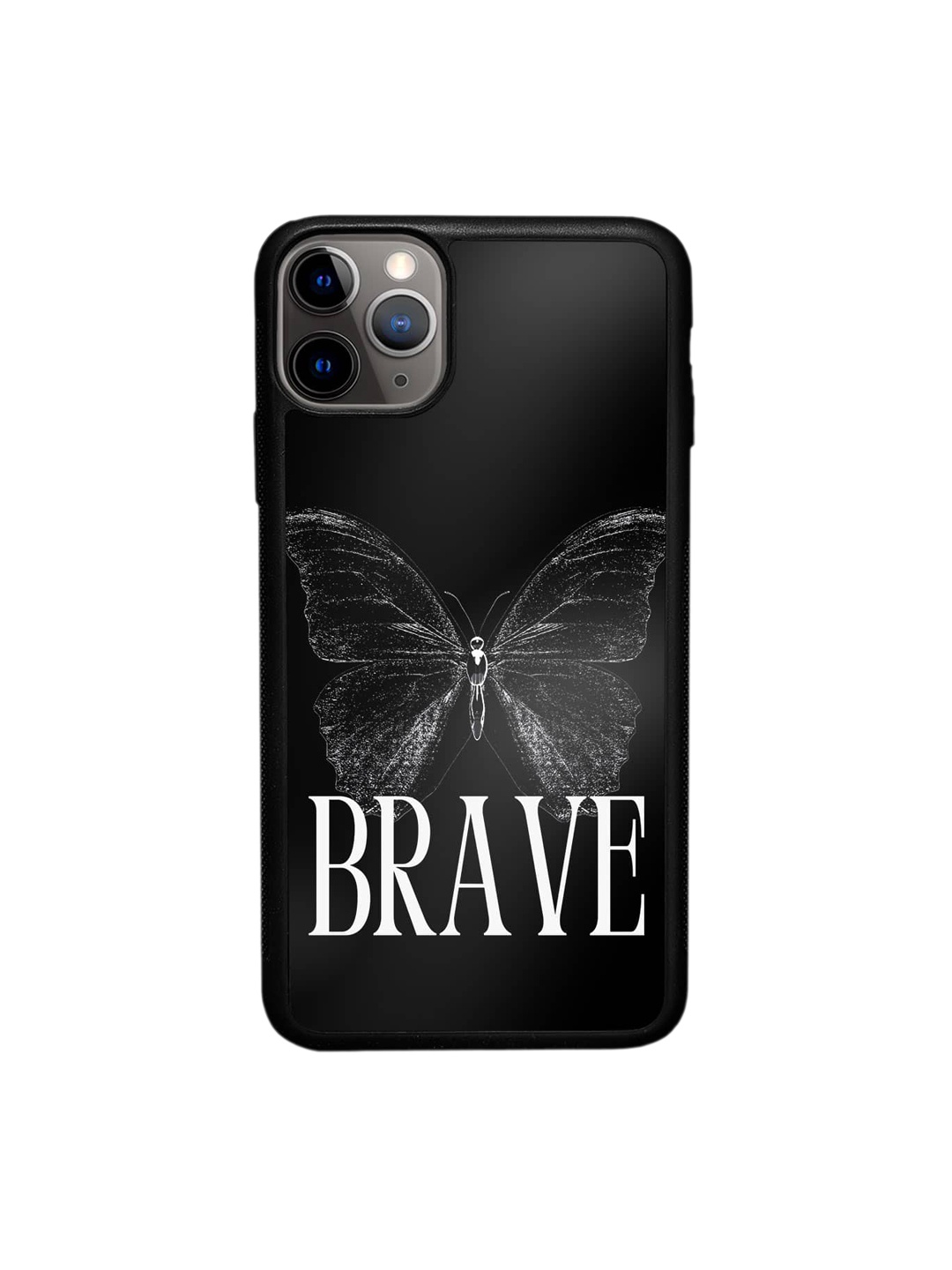 

macmerise Brave Butterfly Printed iPhone 11 Pro Max Bumper Case Cover, Black