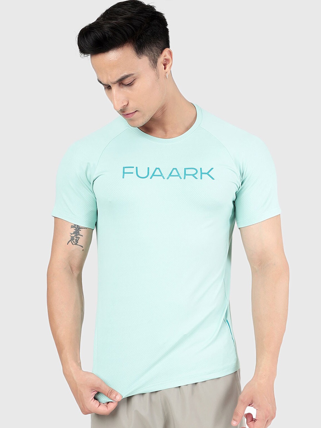 

FUAARK Typography Printed Anti Odour Sports T-shirt, Sea green