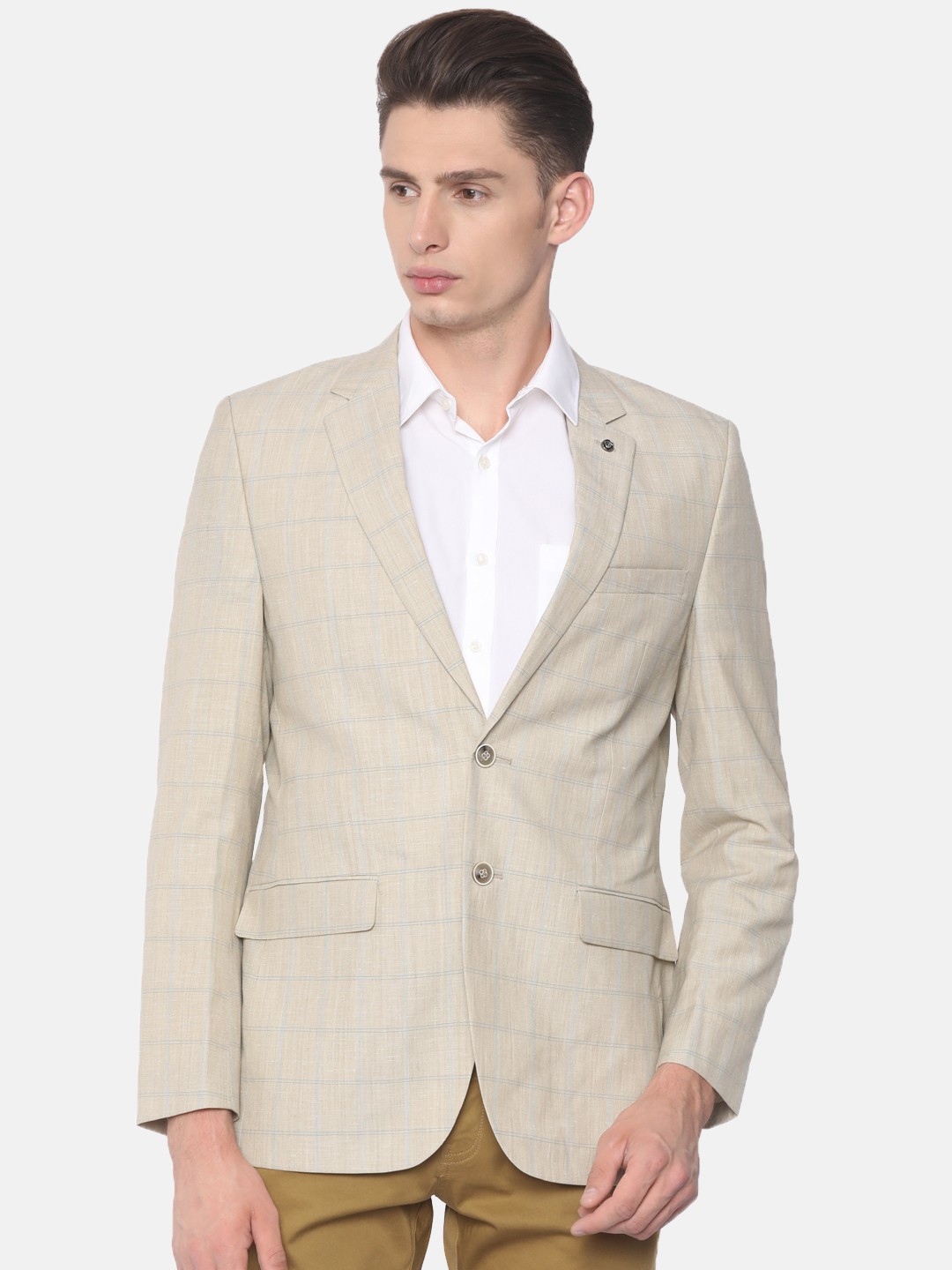 

Raymond Beige Checked Contemporary Fit Single-Breasted Formal Blazer
