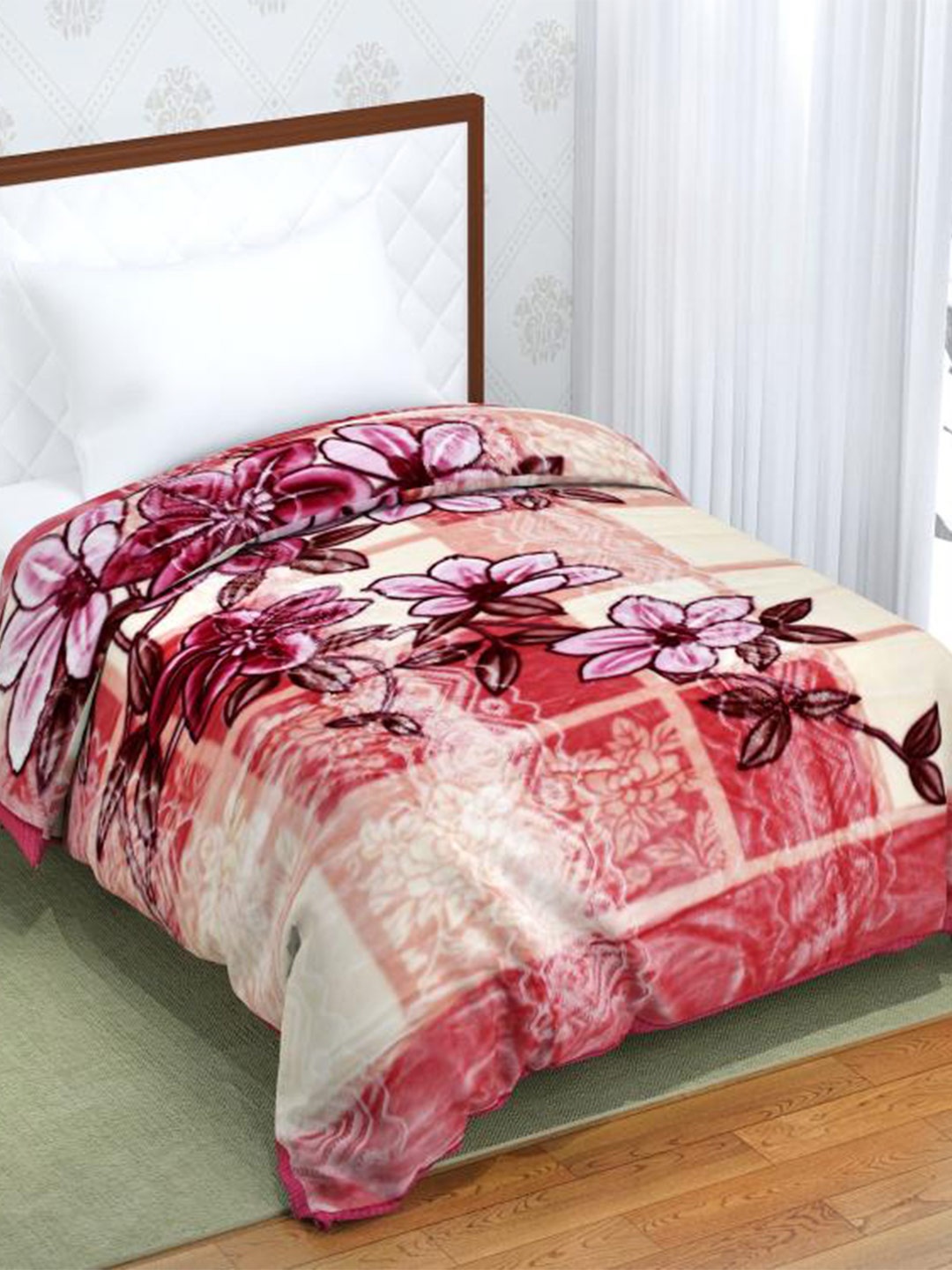 

Florida Red Floral Mink Heavy Winter 800 GSM Single Bed Blanket