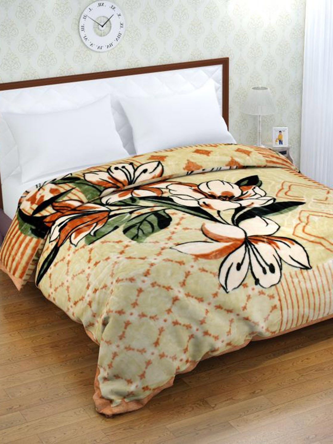 

Florida Brown & White Floral Mink Heavy Winter 1000 GSM Double Bed Blanket