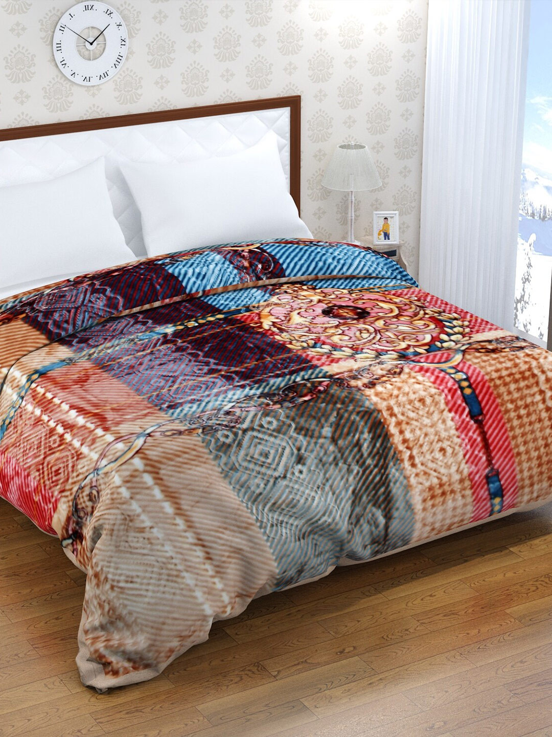 

Florida Mink 900 GSM Blue & Red Heavy Winter Double Bed Blanket
