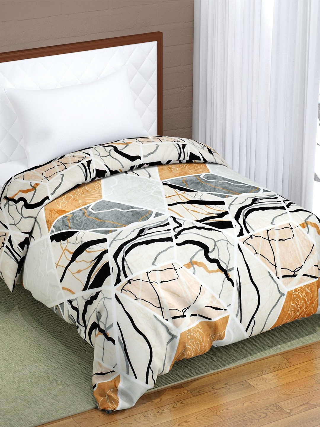 

Florida White & Grey Abstract Mink Mild Winter 500 GSM Single Bed Blanket