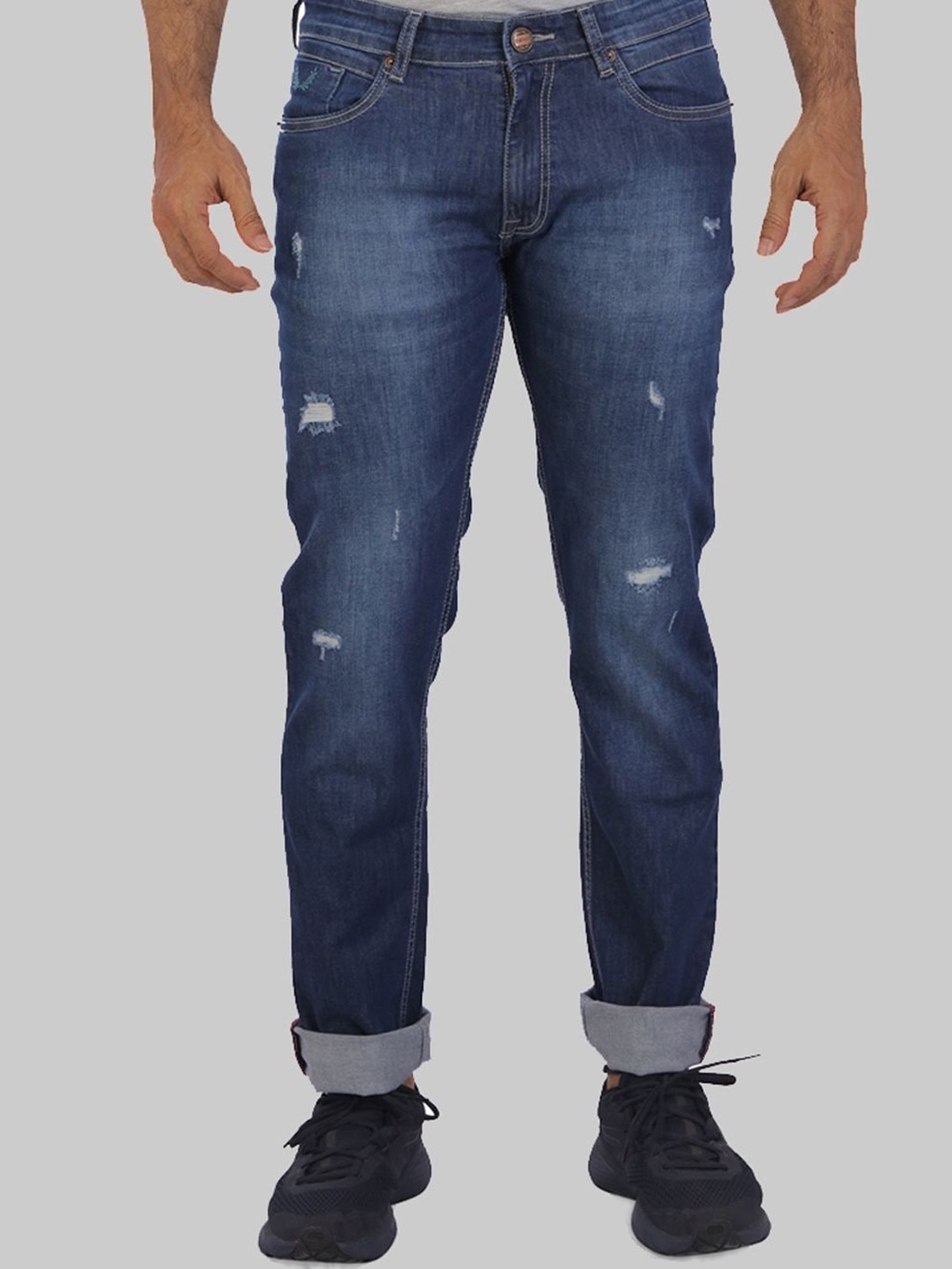 

ROCKING SWAMY Men Slim Fit Mid-Rise Light Fade Stretchable Cotton Jeans, Blue