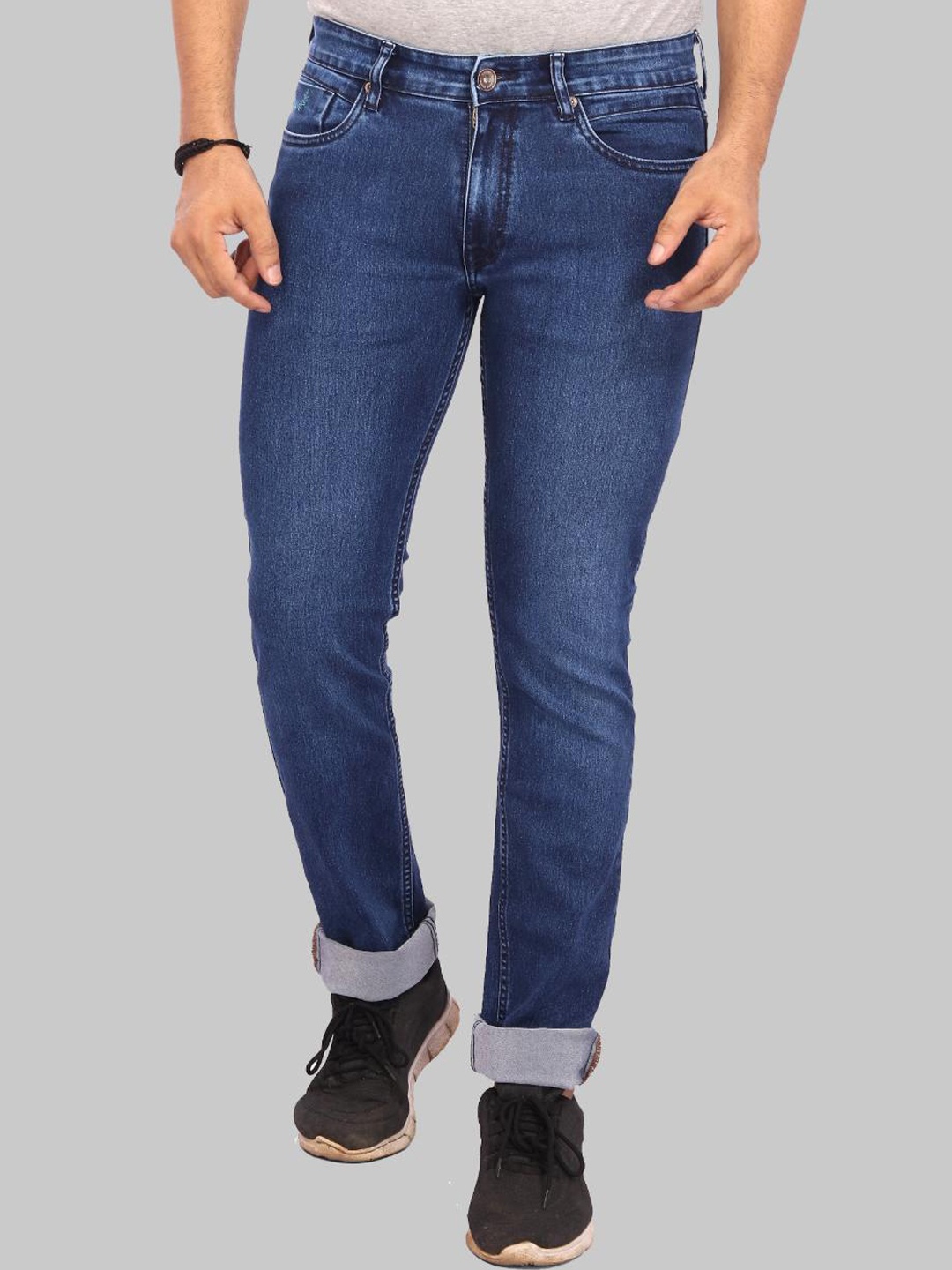 

ROCKING SWAMY Men Slim Fit Light Fade Clean Look Cotton Jeans, Blue