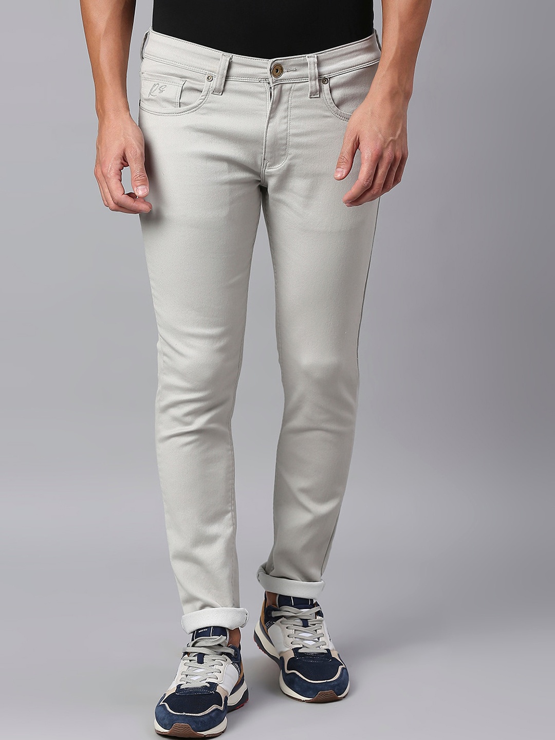 

ROCKING SWAMY Men Slim Fit Light Fade Clean Look Stretchable Cotton Jeans, Grey