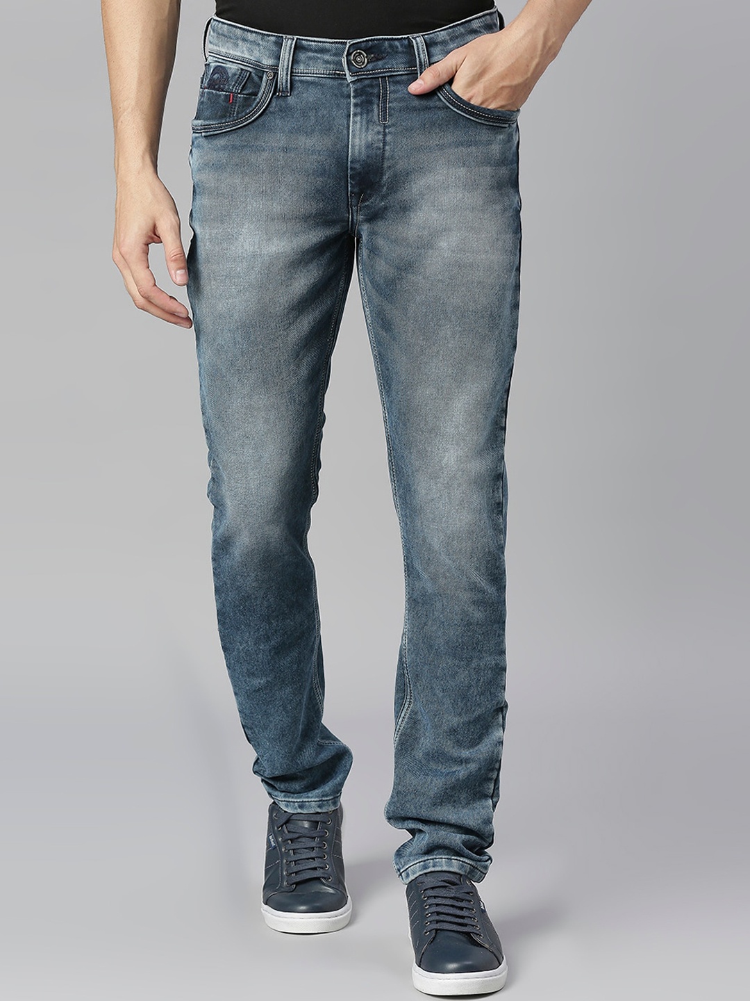 

ROCKING SWAMY Men Slim Fit Mid-Rise Heavy Fade Stretchable Cotton Jeans, Blue