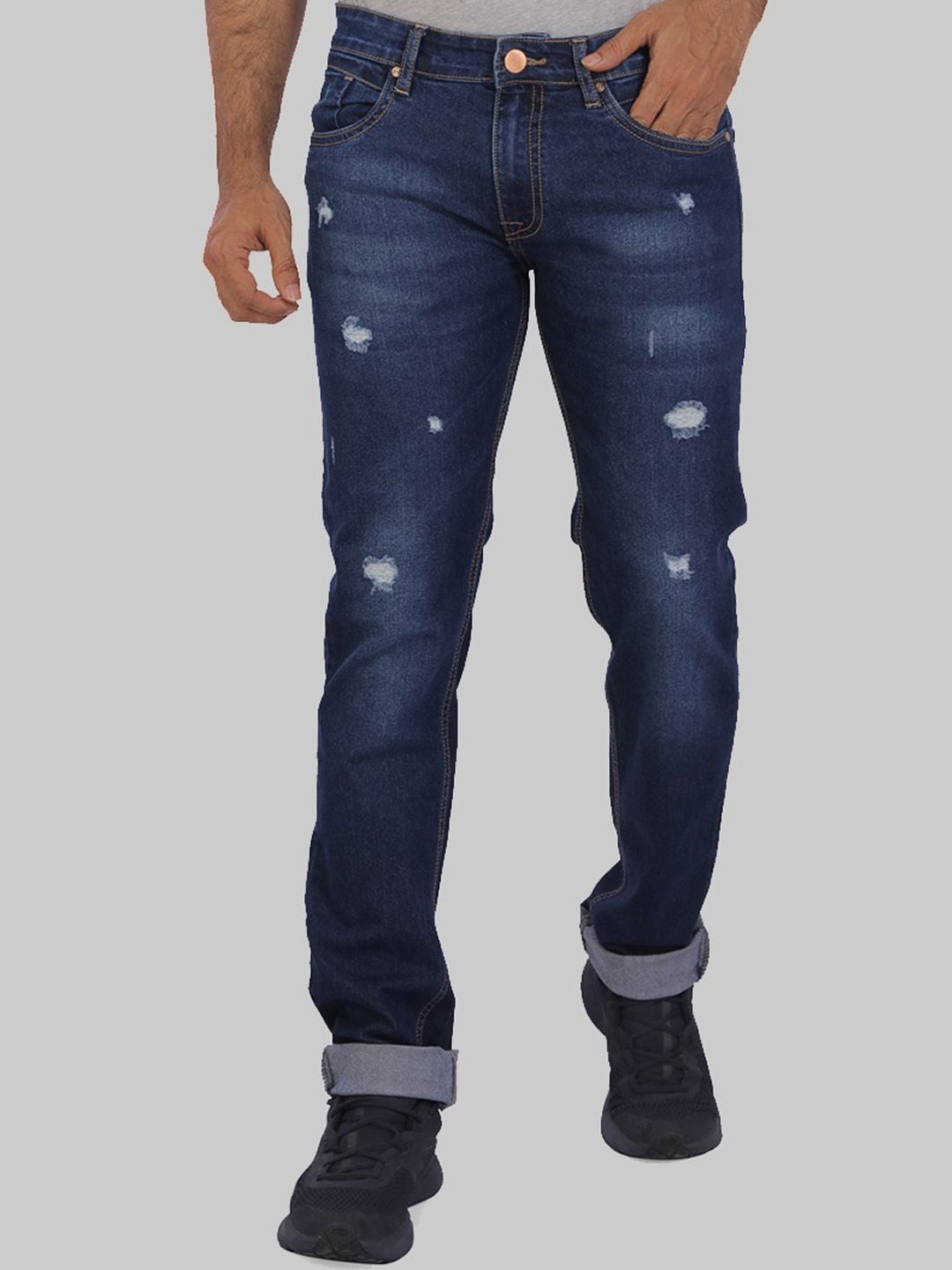 

ROCKING SWAMY Men Slim Fit Mid-Rise Light Fade Stretchable Cotton Jeans, Blue