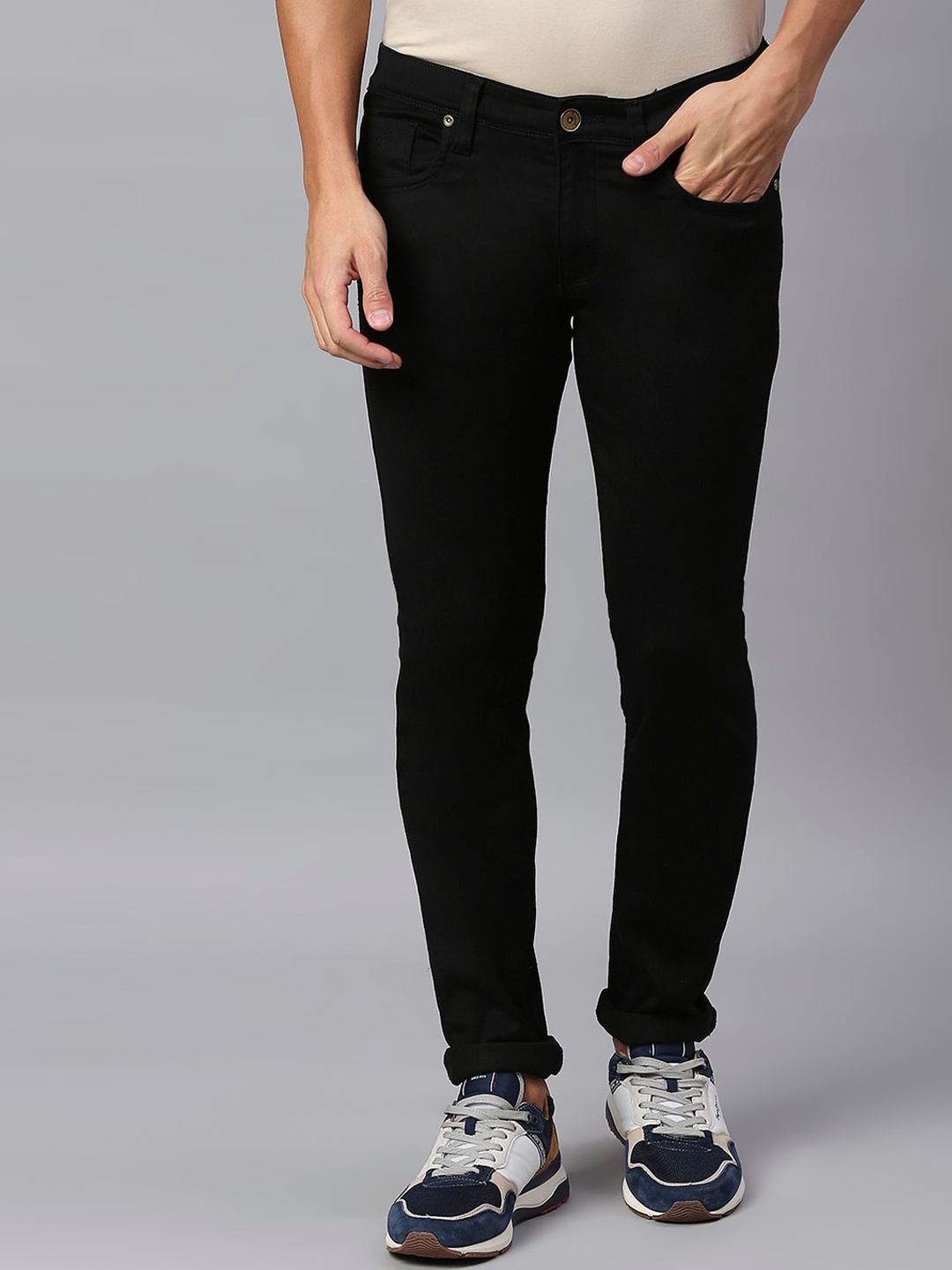 

ROCKING SWAMY Men Slim Fit Cotton Light Fade Stretchable Jeans, Black