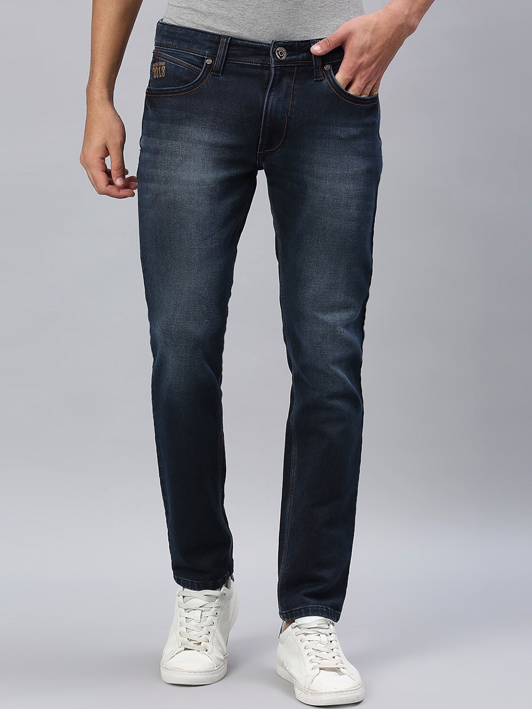 

ROCKING SWAMY Men Slim Fit Cotton Light Fade Stretchable Jeans, Blue