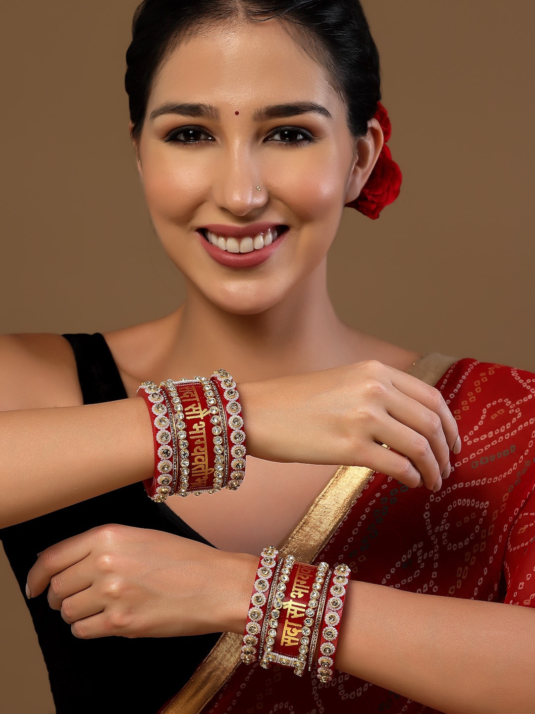 

PANASH Set Of 10 Gold-Plated CZ Stone Studded Bangles Chuda Set