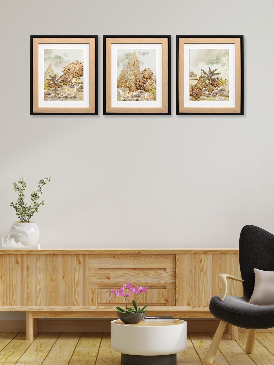 

RANDOM White & Beige 3 Pieces Printed Wall Art