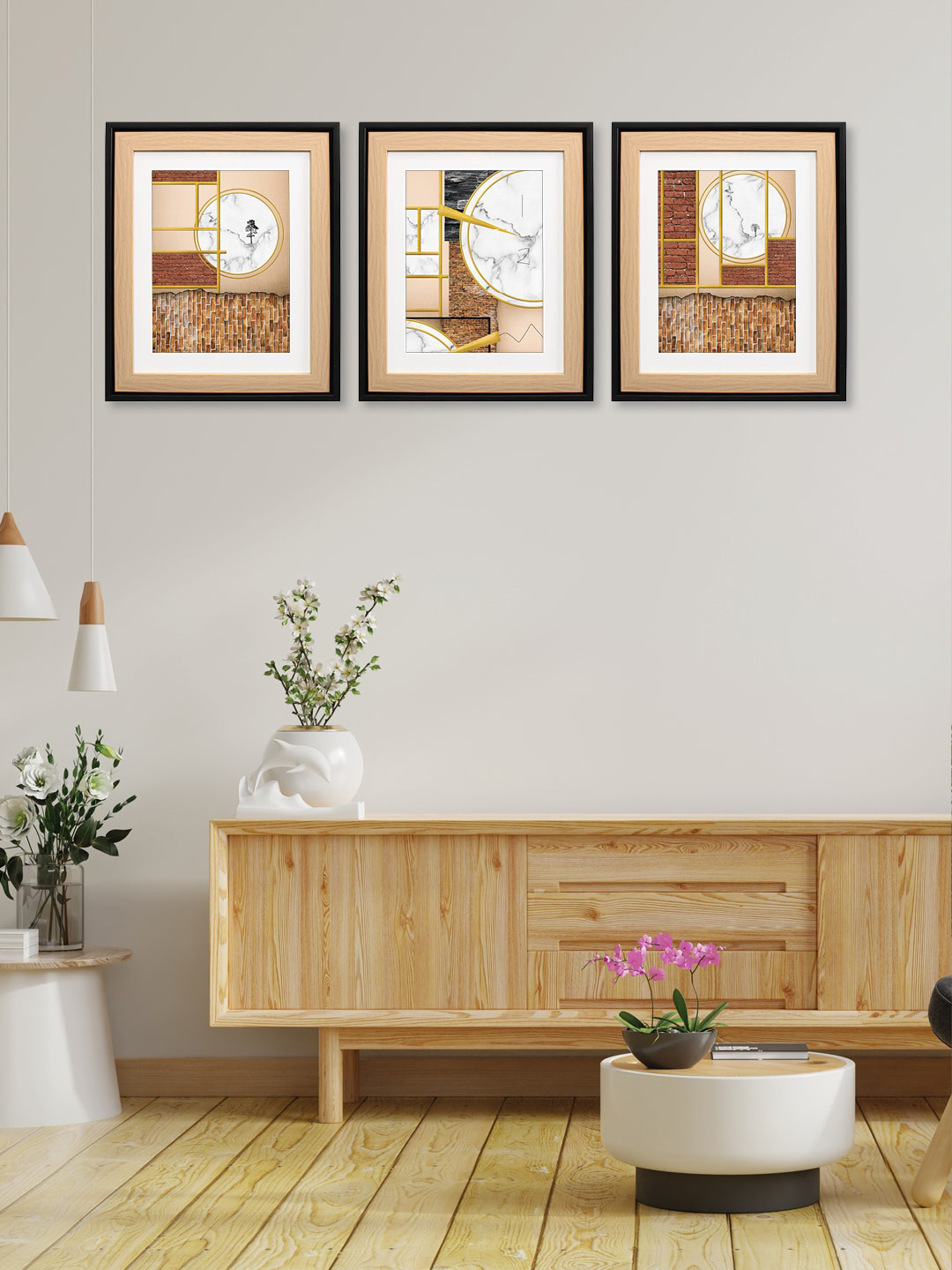

RANDOM White & Beige 3 Pieces Printed Wall Art Set