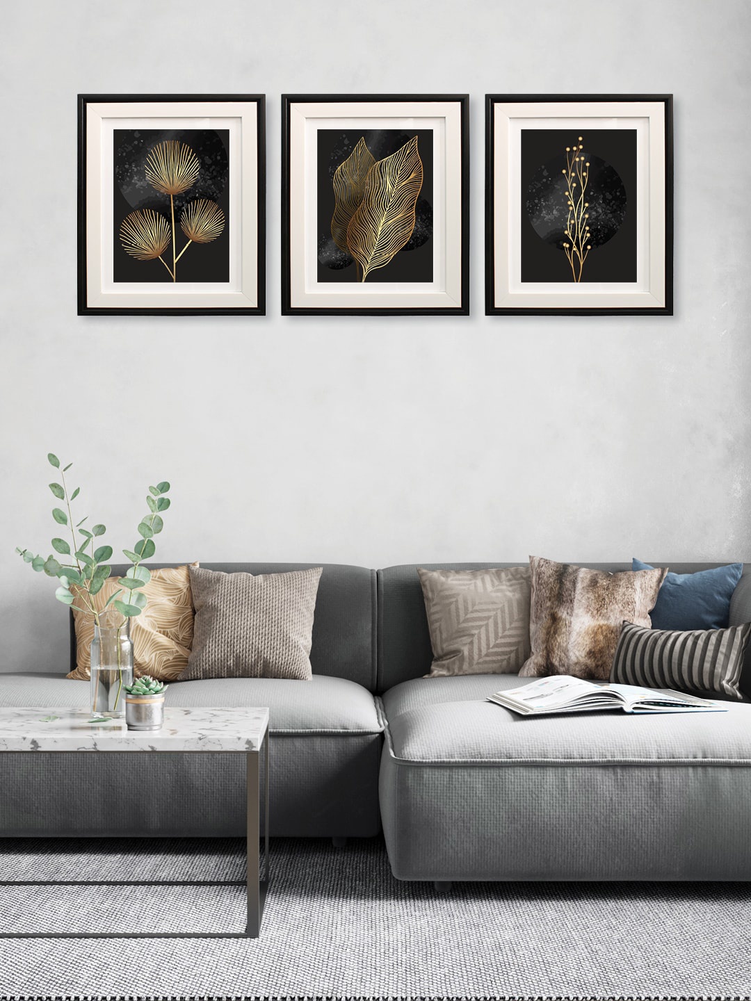 

RANDOM Black 3 Pieces Floral Printed Wooden Wall Art