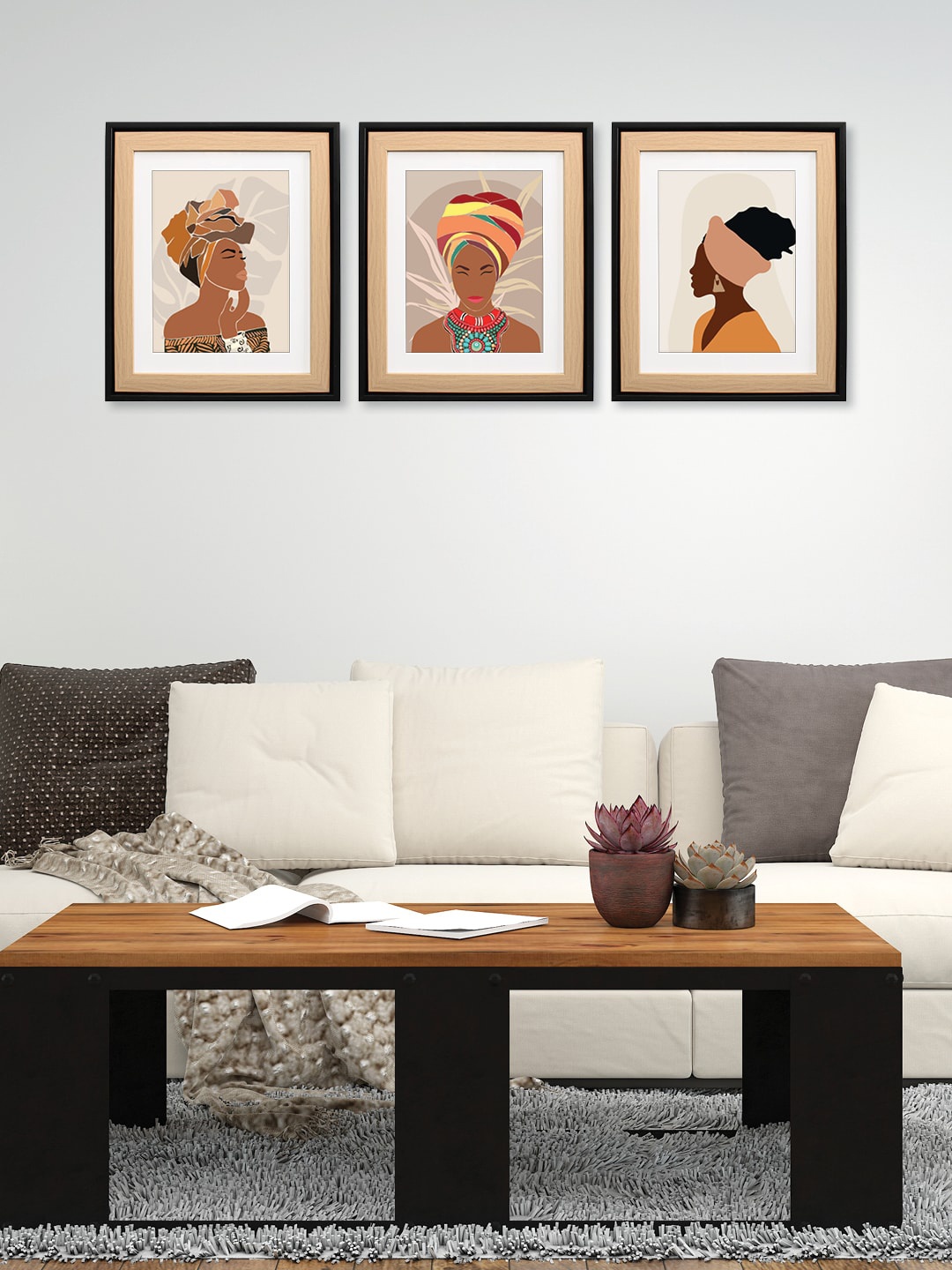 

RANDOM Beige & Black 3 Pieces Printed Wall Arts