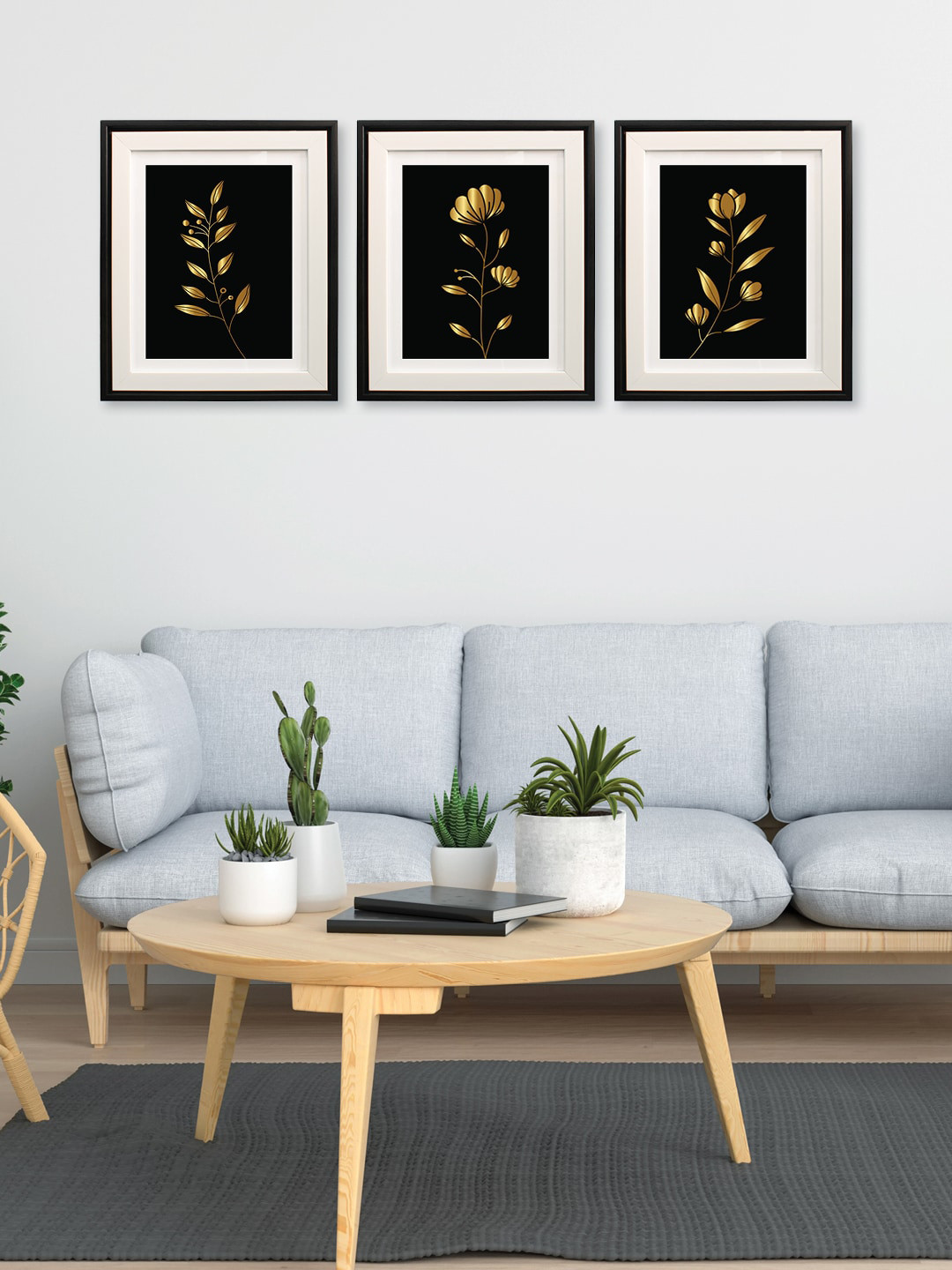 

RANDOM Black 3 Pieces Floral Printed Wooden Wall Art