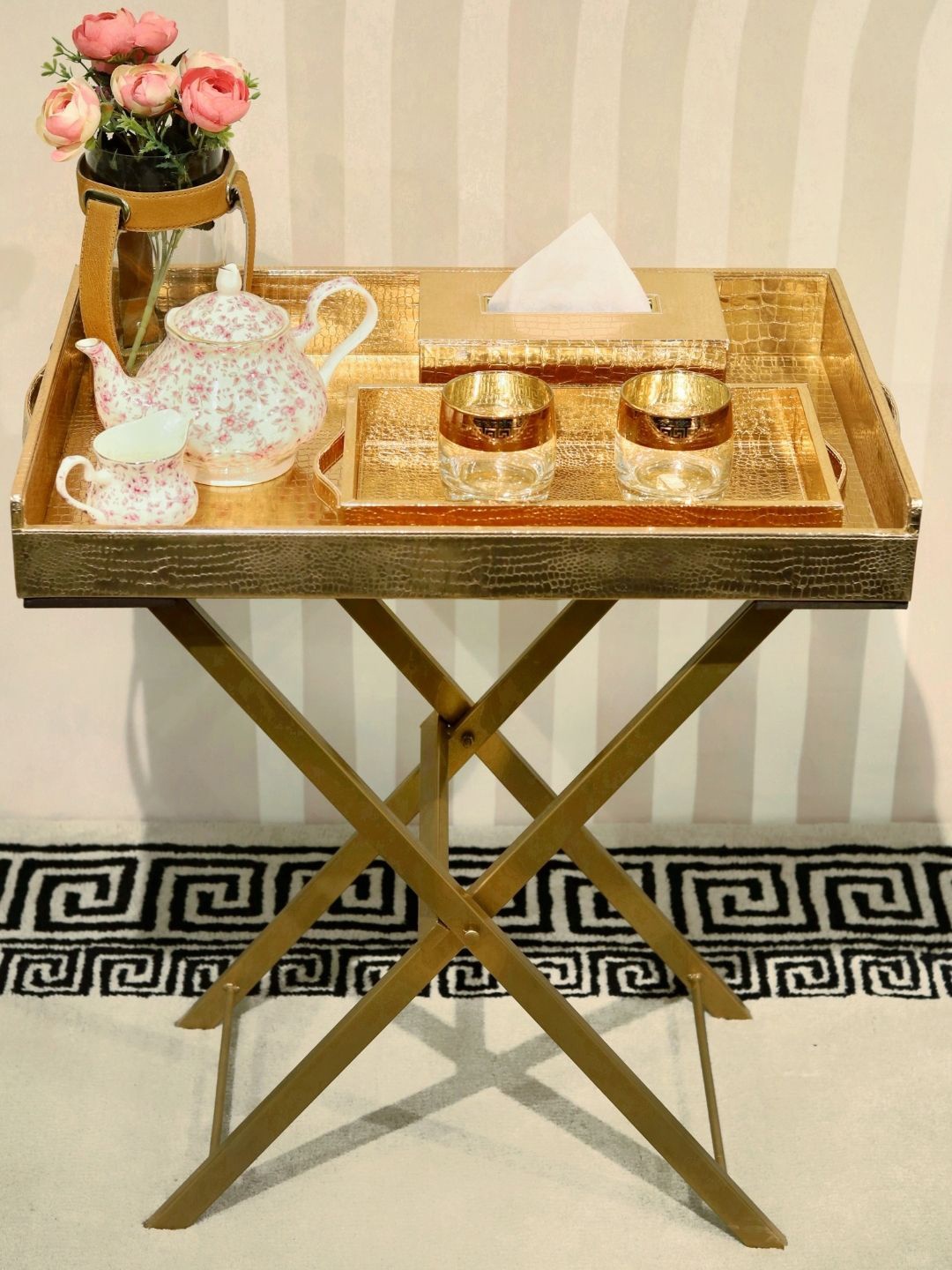 

CasaGold Precioso Nude-Colored Butler Tray With Small Tray & Tissue Box