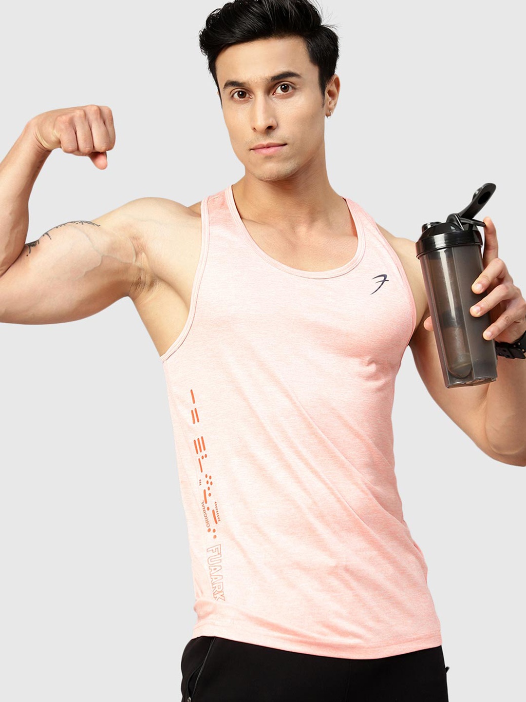 

FUAARK Scoop Neck Sports Gym Vest, Peach