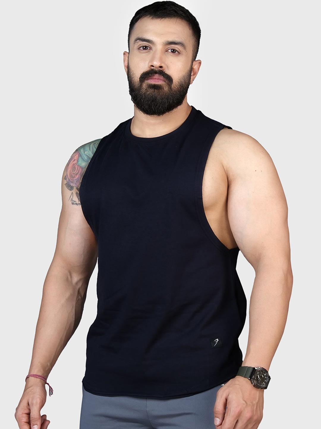 

FUAARK Round Neck Gym Vest, Navy blue