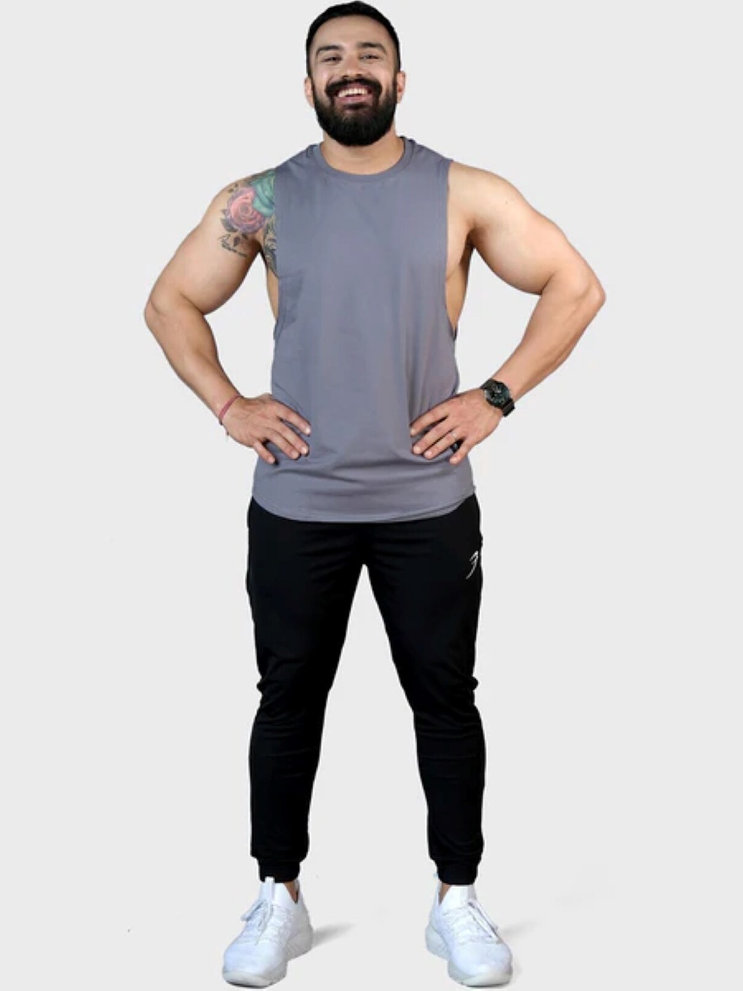 

FUAARK Round Neck Gym Vest, Grey