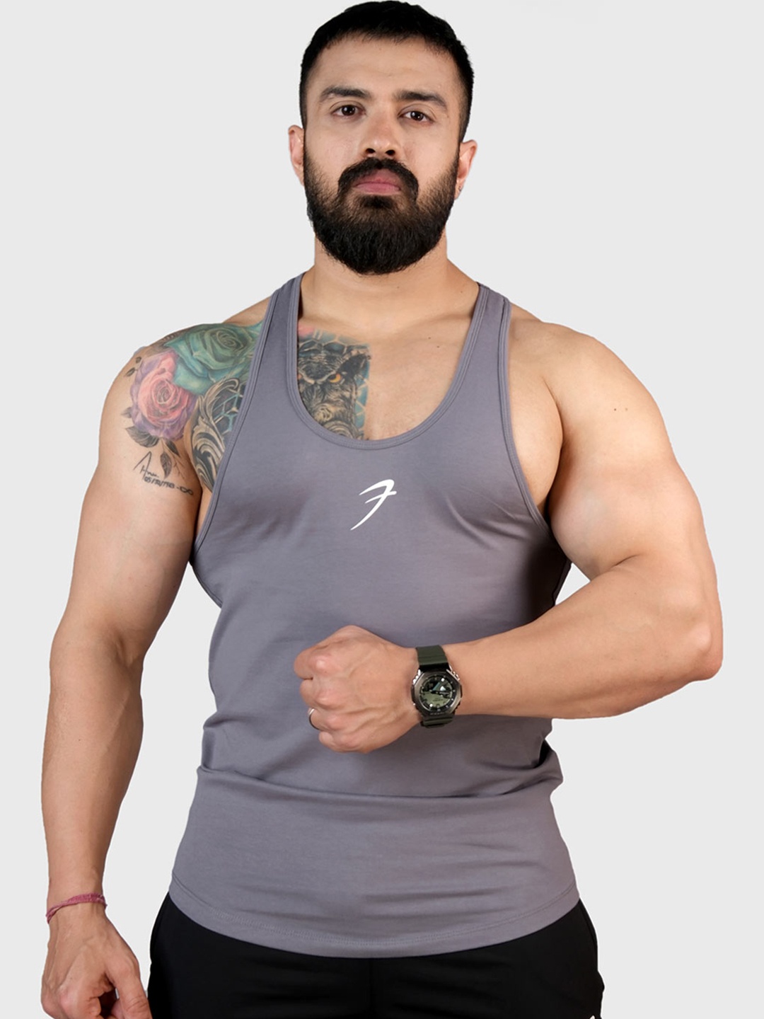 

FUAARK Scoop Neck Gym Vest, Grey