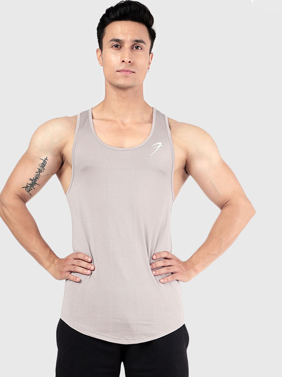 

FUAARK Scoop Neck Gym Innerwear Vest, Grey