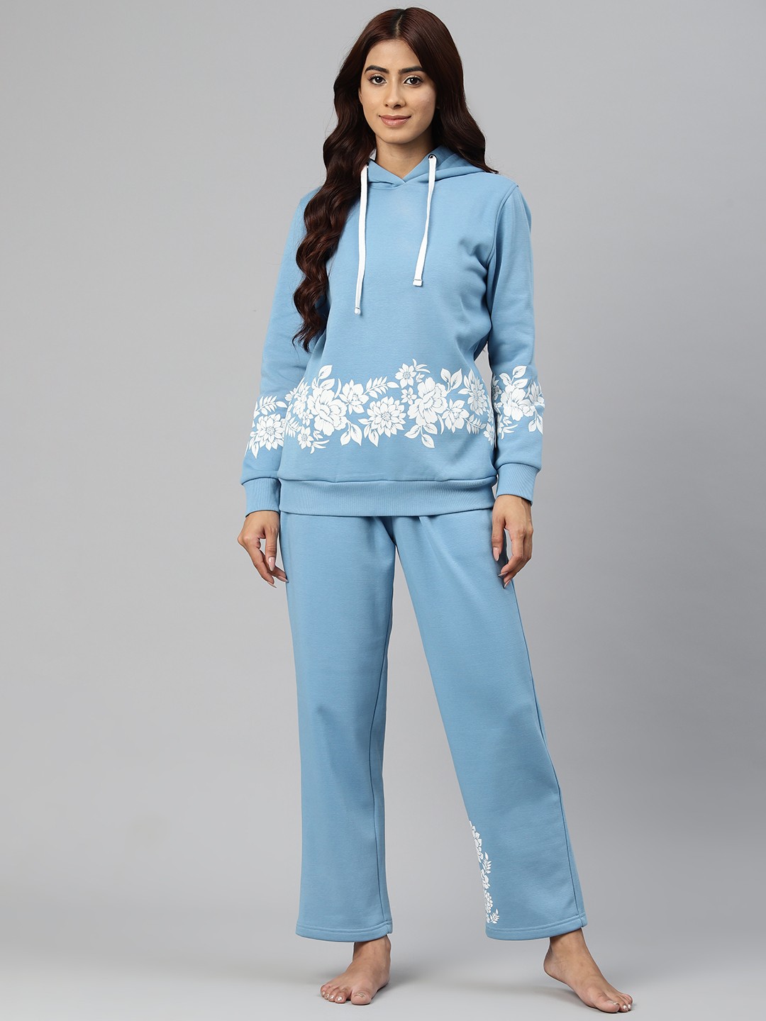 

She N She Women Floral Printed Night suit, Blue