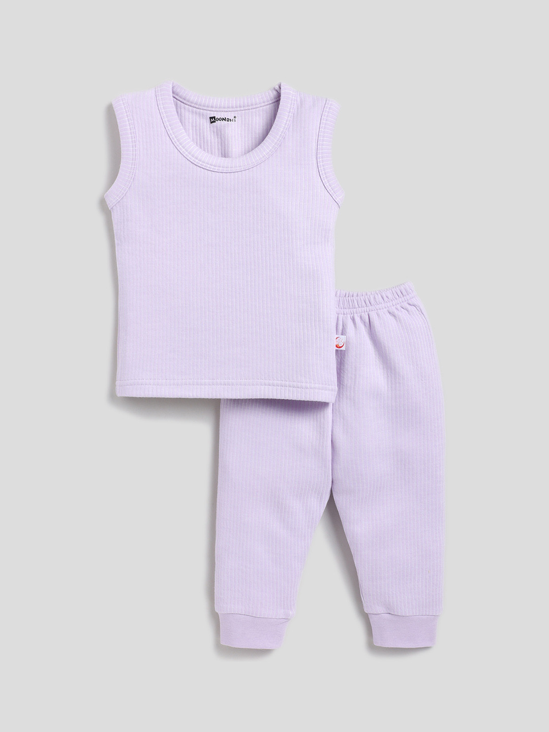 

MooNKids Infant Kids Striped Round Neck Sleeveless Tshirt & Jogger, Purple