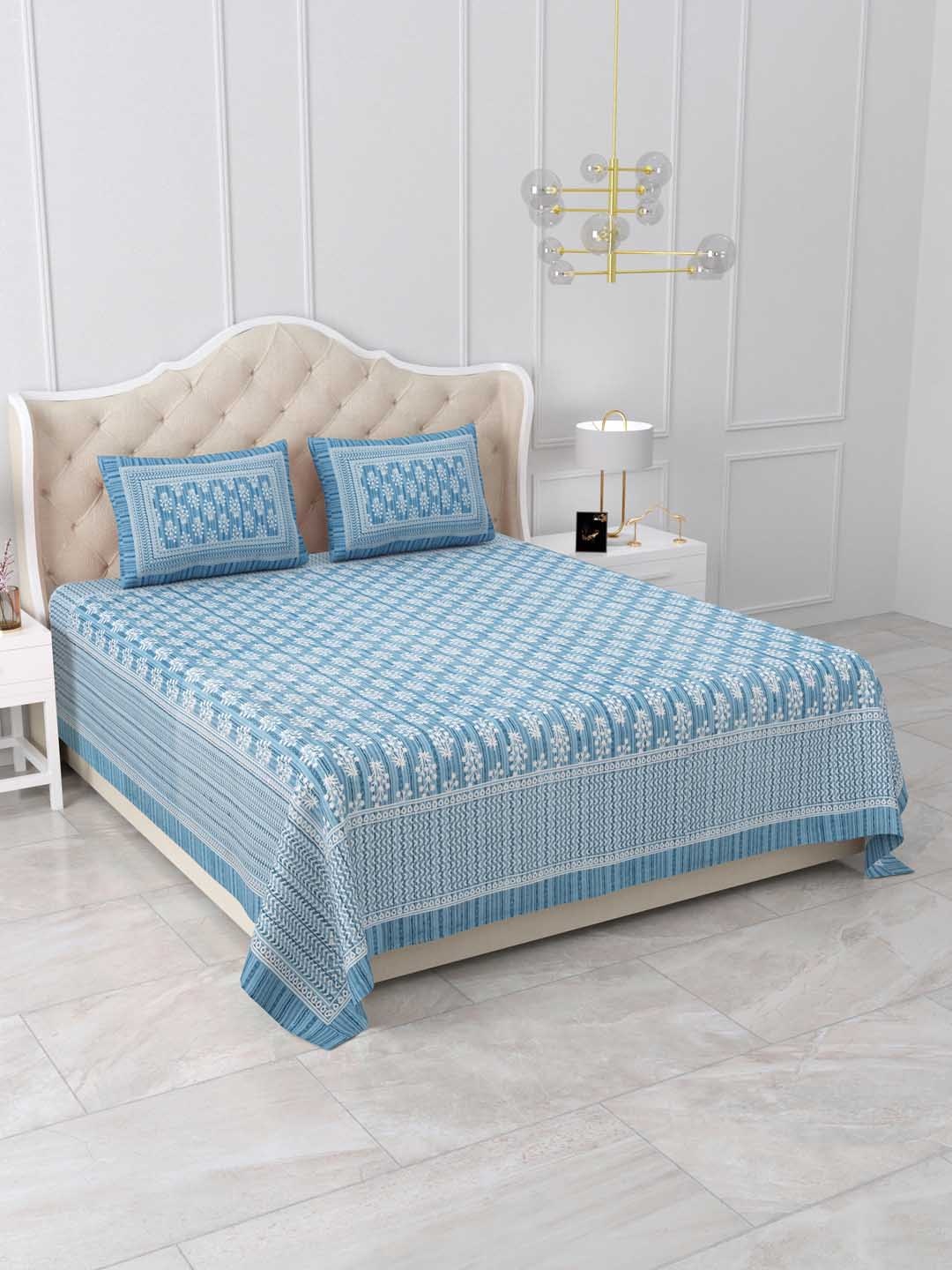 

DOLLIFI Blue Floral 260 TC King Bedsheet with 2 Pillow Covers