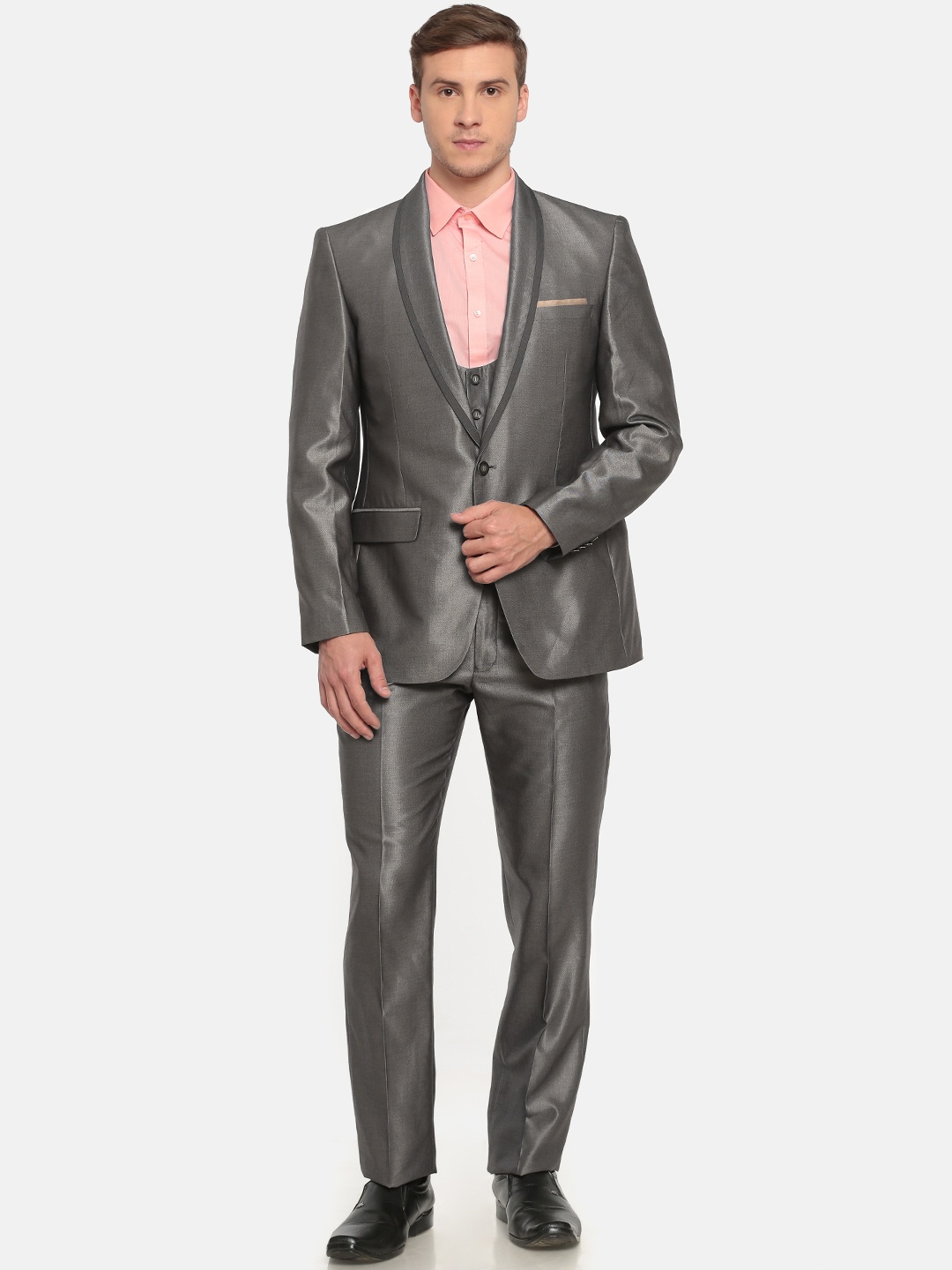 

Park Avenue Men Grey Slim Fit Single-Breasted Formal Suit