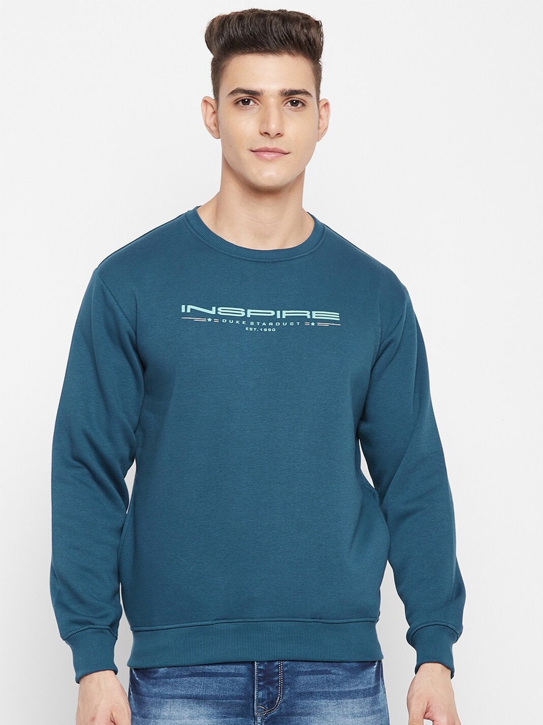 

Duke Typography Printed Long Sleeves Fleece Pullover, Blue