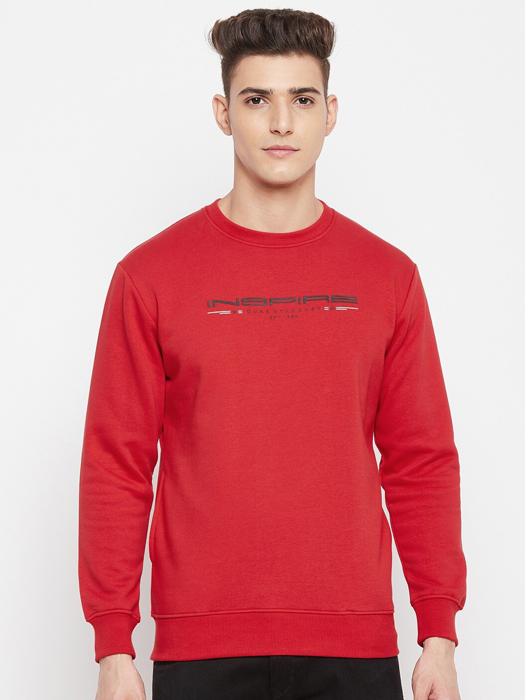 

Duke Typography Printed Long Sleeves Fleece Pullover, Red