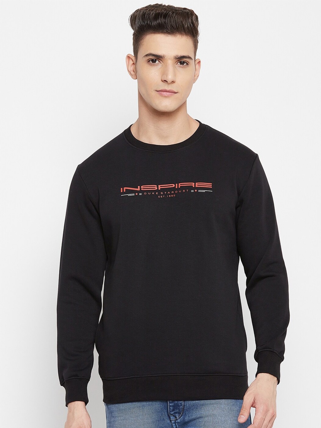 

Duke Typography Printed Long Sleeves Fleece Pullover, Black
