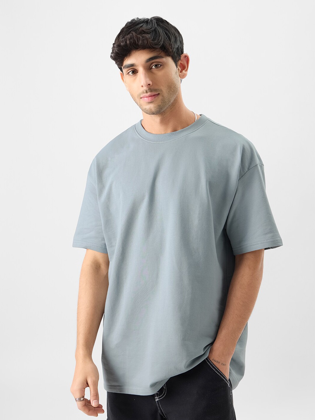

The Souled Store Round Neck Pure Cotton Oversized T-Shirt, Grey