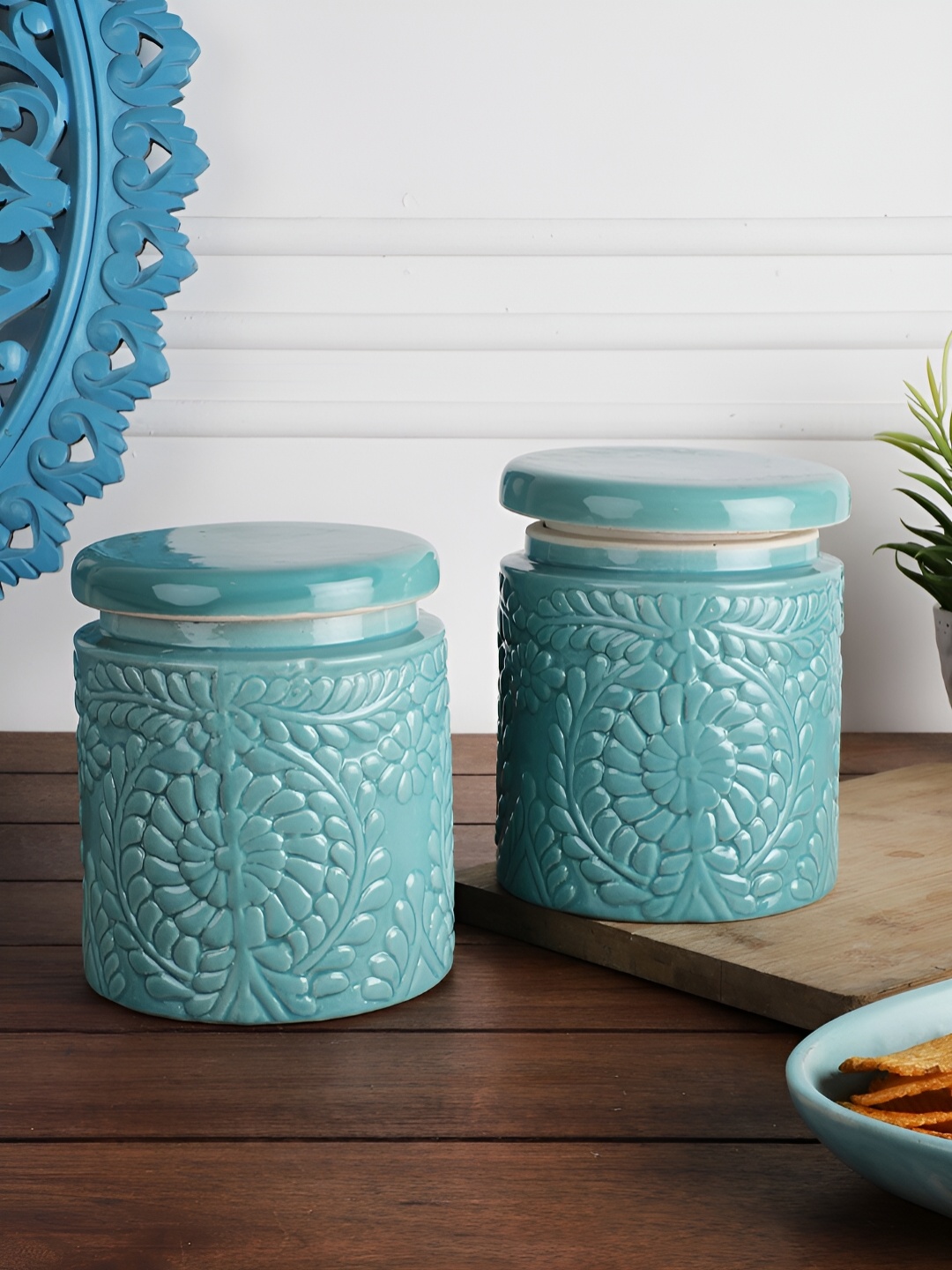 

The Decor Lane Blue 2Pieces Ceramic Microwave Safe Food Containers