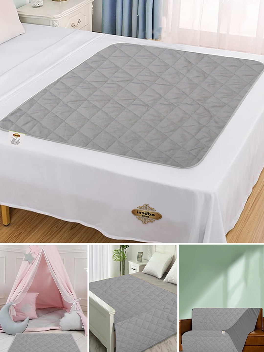 

Adbeni Grey Quilted Waterproof Cotton King Bed Quick Dry Sheet Mattress Protector