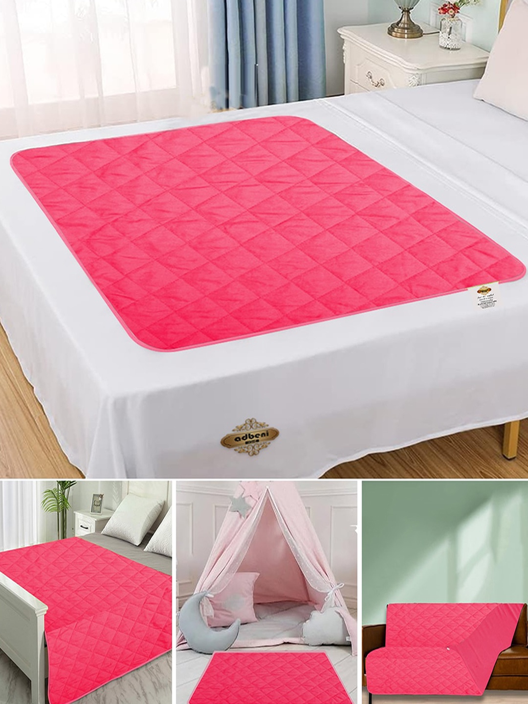 

Adbeni Pink Cotton Quilted Waterproof Quick Dry Queen Bed Mattress Protector