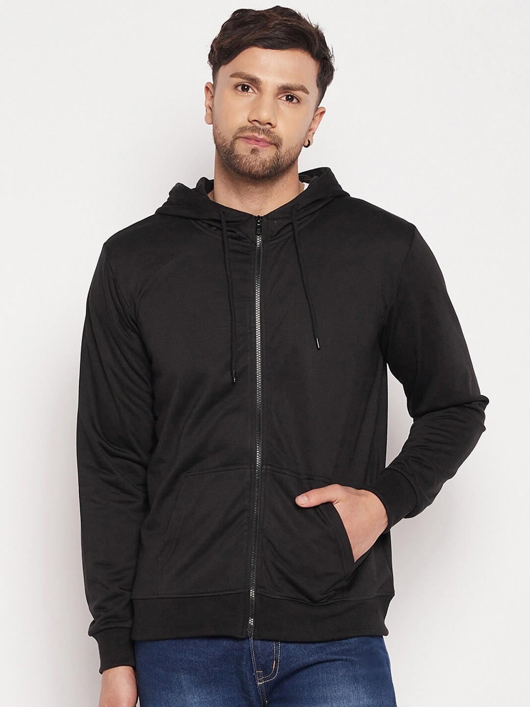 

STROP Hooded Front-Open Sweatshirt, Black