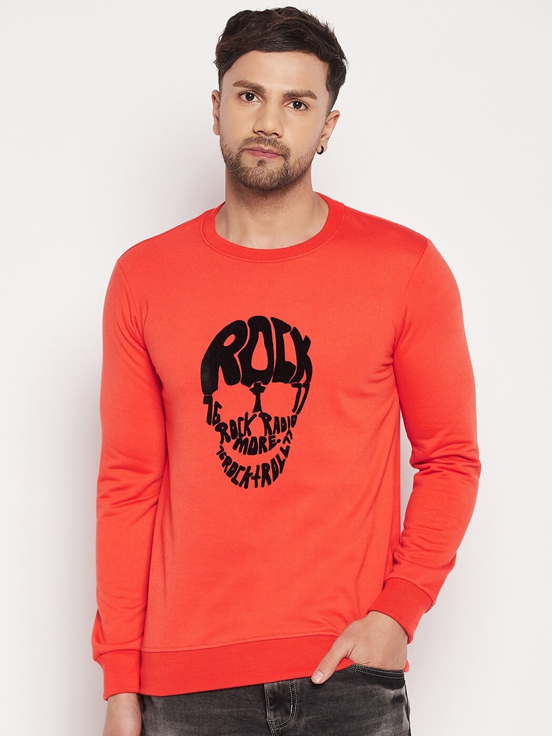 

STROP Graphic Printed Round Neck Sweatshirt, Orange