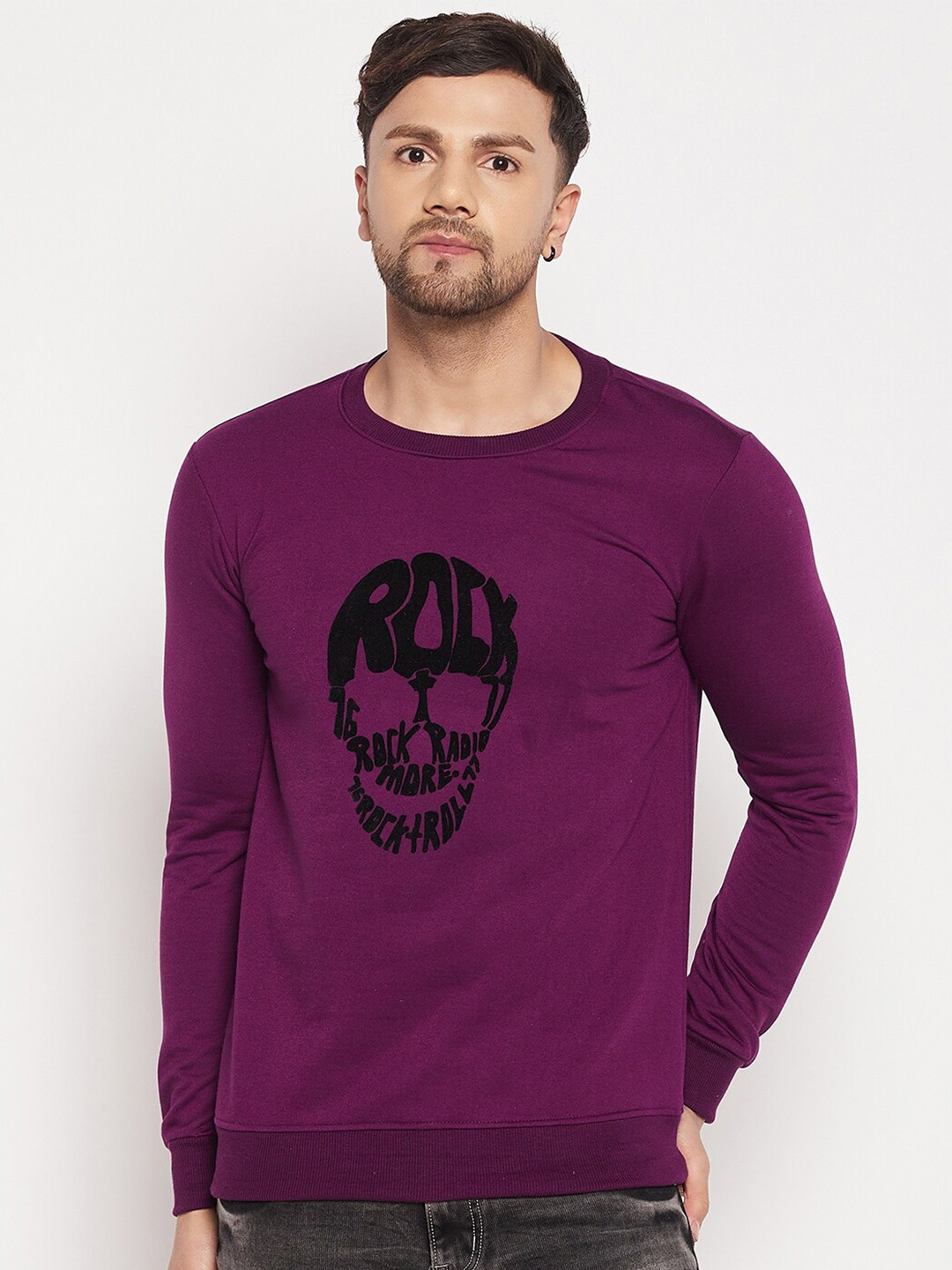 

STROP Graphic Printed Round Neck Sweatshirt, Purple