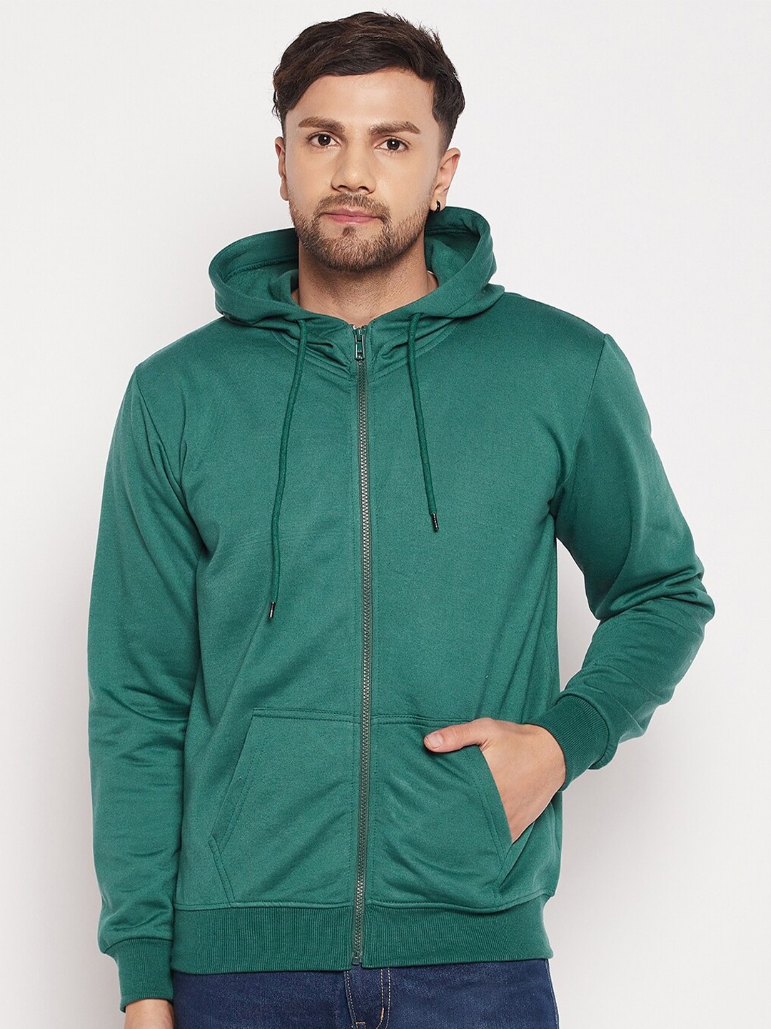 

STROP Hooded Front-Open Sweatshirt, Green