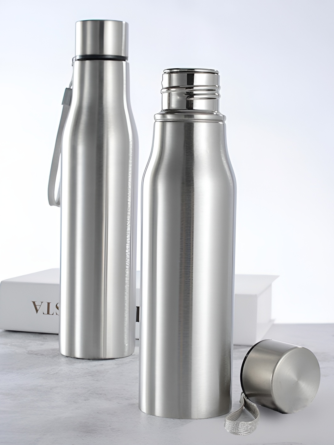 

ATROCK Silver-Toned 2 Pieces Stainless Steel Water Bottles 1 L Each