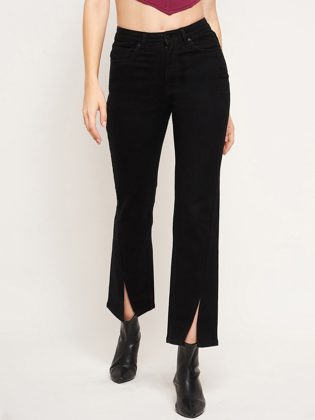 

Madame Women Bootcut Clean Look Cotton Jeans, Black