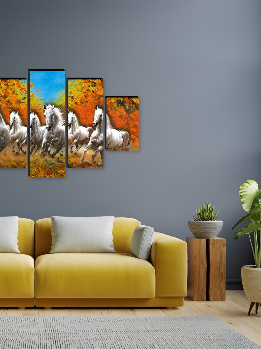 

WALLMAX Orange & Blue 5 Piece Synthetic Wood Wall Art