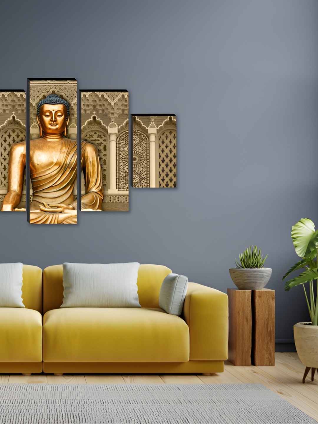 

WALLMAX Beige & Gold Toned 5 Piece Religious Wood Paintings Wall Art