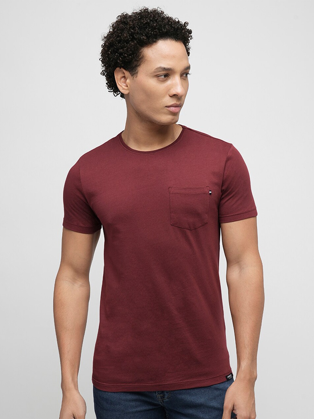 

Jack & Jones Round Neck Slim Fit Pure Cotton T-shirt, Maroon