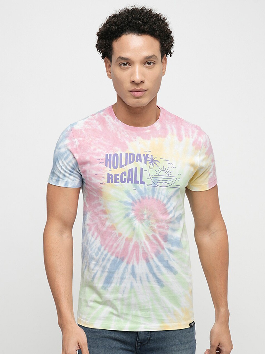 

Jack & Jones Tie and Dye Printed Slim Fit Cotton T-shirt, Pink
